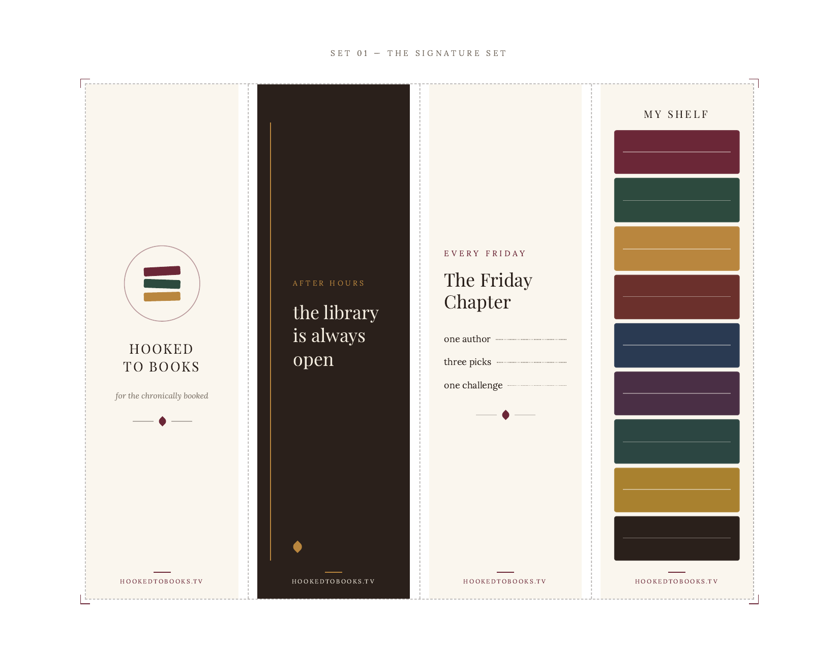 The Signature Set — four free printable bookmarks