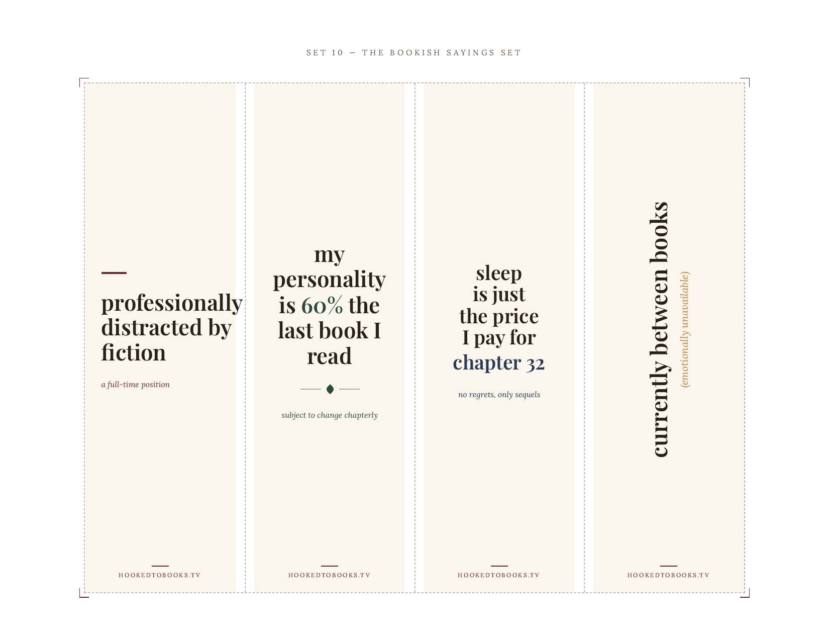 The Bookish Sayings Set printable bookmarks