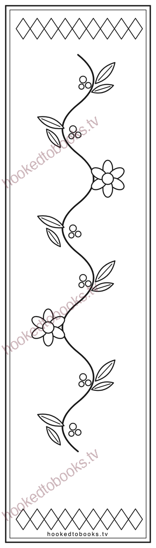 Botanical vine coloring bookmark for adults