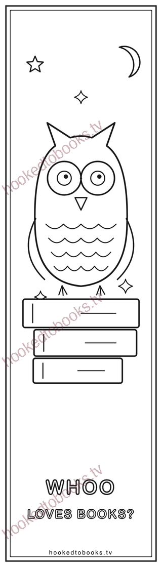 Owl with glasses coloring bookmark for kids