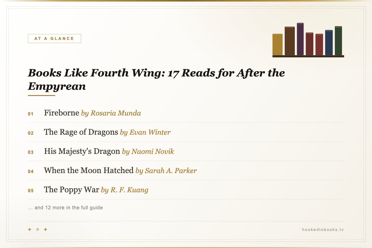 At a glance: top picks from Books Like Fourth Wing: 17 Reads for After the Empyrean